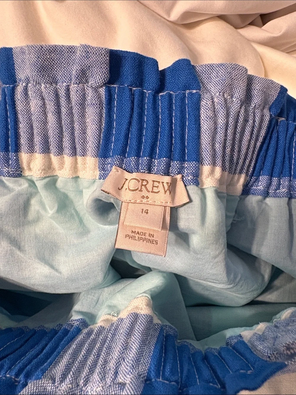 J. Crew Blue and White Gingham Mini Skirt - Size 14